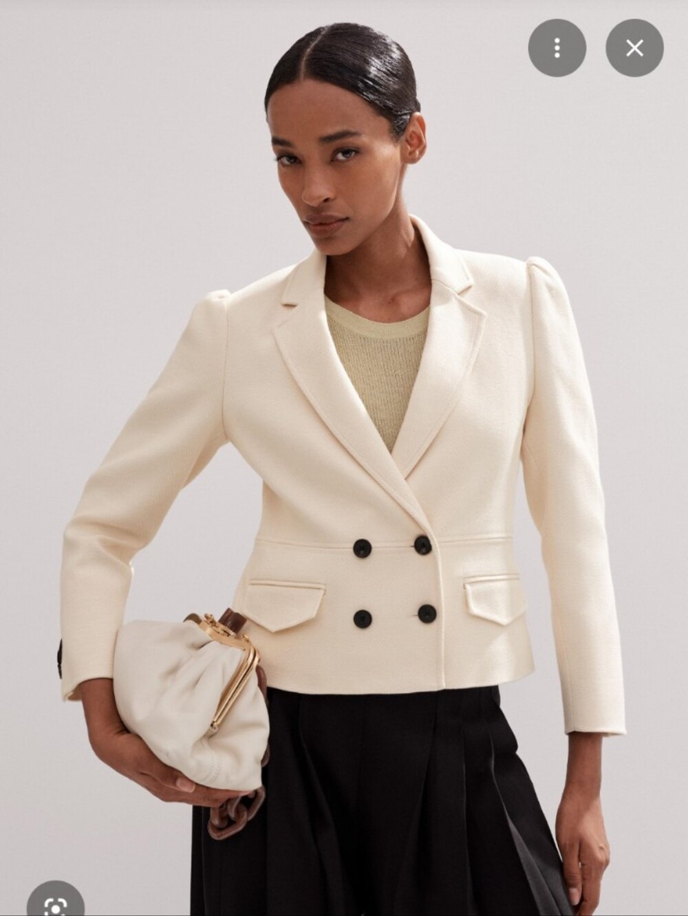 Me+Em Cotton Herringbone Fitted Short Blazer NWT
